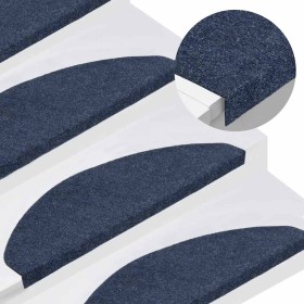 Alfombrilla autoadhesiva de escalera 15 uds azul 65x22,5x3,5 cm