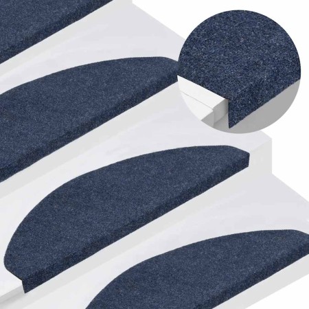 Alfombrilla autoadhesiva de escalera 15 uds azul 65x22,5x3,5 cm