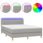 Boxspringbettmatratze und LED-Leuchten hellgrauer Stoff 140x190 cm von vidaXL, Betten und Lattenroste - Ref: Foro24-3133789, ...