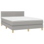 Boxspringbettmatratze und LED-Leuchten hellgrauer Stoff 140x190 cm von vidaXL, Betten und Lattenroste - Ref: Foro24-3133789, ...