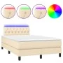 Box spring bed with mattress and LED cream fabric 120x200 cm by vidaXL, Beds and slatted bases - Ref: Foro24-3133386, Price: ...