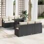 Conjunto de sofá de jardín 7 pcs Negro Poliratán