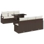 Conjunto de sofá de jardín 7 pcs Marrón Poliratán