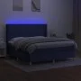 Box spring bed mattress and LED lights blue fabric 160x200 cm by vidaXL, Beds and slatted bases - Ref: Foro24-3138731, Price:...
