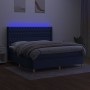 Box spring bed mattress and LED lights blue fabric 160x200 cm by vidaXL, Beds and slatted bases - Ref: Foro24-3139131, Price:...