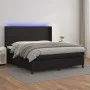 Cama box spring colchón y LED cuero sintético negro 160x200 cm de vidaXL, Camas y somieres - Ref: Foro24-3139271, Precio: 582...