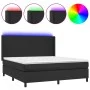 Box spring bed with mattress and LED black synthetic leather 160x200 cm by vidaXL, Beds and slatted bases - Ref: Foro24-31392...