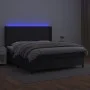 Box spring bed with mattress and LED black synthetic leather 160x200 cm by vidaXL, Beds and slatted bases - Ref: Foro24-31392...