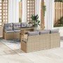 Conjunto de sofá de jardín 7 pcs Beige Poliratán
