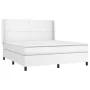 Box spring bed with mattress and LED white synthetic leather 160x200 cm by vidaXL, Beds and slatted bases - Ref: Foro24-31392...