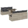 Conjunto de sofá de jardín 7 pcs Gris Claro Poliratán