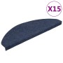 Alfombrilla autoadhesiva de escalera 15 uds azul 65x22,5x3,5 cm