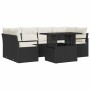 Conjunto de sofá de jardín 7 pcs Negro Poliratán