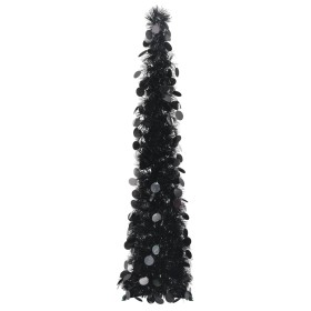 Árbol de Navidad artificial plegable PET plateado 120 cm