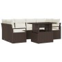 Conjunto de sofá de jardín 7 pcs Marrón Poliratán
