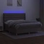 Box spring bed with mattress and LED lights taupe gray fabric 160x200 cm by vidaXL, Beds and slatted bases - Ref: Foro24-3139...