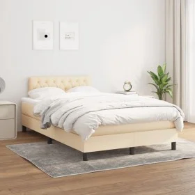 Box spring bed with cream fabric mattress 120x200 cm by vidaXL, Beds and slatted bases - Ref: Foro24-3140286, Price: 370,56 €...