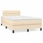 Box spring bed with cream fabric mattress 120x200 cm by vidaXL, Beds and slatted bases - Ref: Foro24-3140286, Price: 370,56 €...
