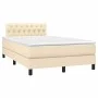 Box spring bed with cream fabric mattress 120x200 cm by vidaXL, Beds and slatted bases - Ref: Foro24-3140286, Price: 370,56 €...