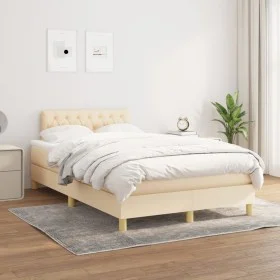 Box spring bed with cream fabric mattress 120x200 cm by vidaXL, Beds and slatted bases - Ref: Foro24-3140846, Price: 378,54 €...
