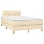 Box spring bed with cream fabric mattress 120x200 cm by vidaXL, Beds and slatted bases - Ref: Foro24-3140846, Price: 378,54 €...