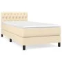 Box spring bed with cream fabric mattress 100x200 cm by vidaXL, Beds and slatted bases - Ref: Foro24-3140278, Price: 296,35 €...