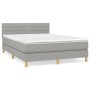 Box spring bed with light gray fabric mattress 140x190 cm by vidaXL, Beds and slatted bases - Ref: Foro24-3140689, Price: 475...