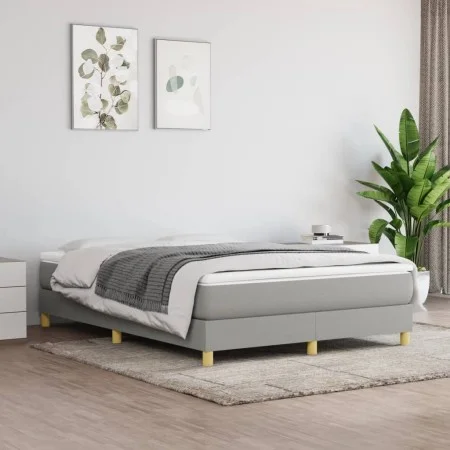 Box spring bed with light gray fabric mattress 140x190 cm by vidaXL, Beds and slatted bases - Ref: Foro24-3144167, Price: 410...