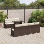Conjunto de sofá de jardín 8 pcs Marrón Poliratán