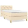 Box spring bed with cream fabric mattress 100x200 cm by vidaXL, Beds and slatted bases - Ref: Foro24-3140838, Price: 297,94 €...