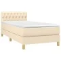 Box spring bed with cream fabric mattress 100x200 cm by vidaXL, Beds and slatted bases - Ref: Foro24-3140838, Price: 297,94 €...