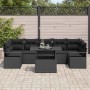 Conjunto de sofá de jardín 8 pcs Negro Poliratán