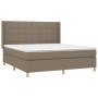 Box spring bed with mattress and LED lights taupe gray fabric 160x200 cm by vidaXL, Beds and slatted bases - Ref: Foro24-3138...