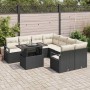 Conjunto de sofá de jardín 9 pcs Negro Poliratán