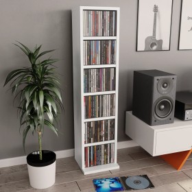 Estantería para CDs de madera contrachapada blanco 21x20x88 cm