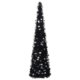 Árbol de Navidad artificial plegable PET negro 150 cm