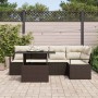 Conjunto de sofá de jardín 6 pcs Marrón Poliratán
