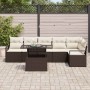 Conjunto de sofá de jardín 7 pcs Marrón Poliratán
