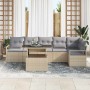 Conjunto de sofá de jardín 7 pcs Beige Poliratán