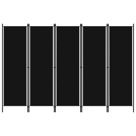 Biombo divisor de 5 paneles negro 250x180 cm de vidaXL, Divisores de ambientes - Ref: Foro24-320726, Precio: 45,93 €, Descuen...