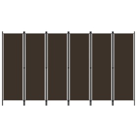Biombo divisor de 6 paneles marrón 300x180 cm