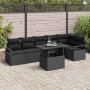Conjunto de sofá de jardín 7 pcs Negro Poliratán
