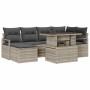 Conjunto de sofá de jardín 7 pcs Gris Claro Poliratán