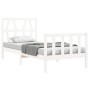 White solid wood bed frame with headboard by vidaXL, Beds and slatted bases - Ref: Foro24-3192457, Price: 101,77 €, Discount: %