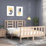 Bed frame with solid wood headboard 140x200 cm by vidaXL, Beds and slatted bases - Ref: Foro24-3192881, Price: 126,31 €, Disc...