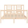 Bed frame with solid wood headboard 140x200 cm by vidaXL, Beds and slatted bases - Ref: Foro24-3192881, Price: 126,31 €, Disc...