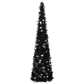Árbol de Navidad artificial plegable PET negro 180 cm