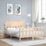 Bed frame with solid wood headboard 140x200 cm by vidaXL, Beds and slatted bases - Ref: Foro24-3193466, Price: 124,61 €, Disc...