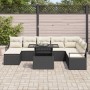 Conjunto de sofá de jardín 9 pcs Negro Poliratán