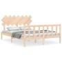 Bed frame with solid wood headboard 140x200 cm by vidaXL, Beds and slatted bases - Ref: Foro24-3193466, Price: 126,18 €, Disc...